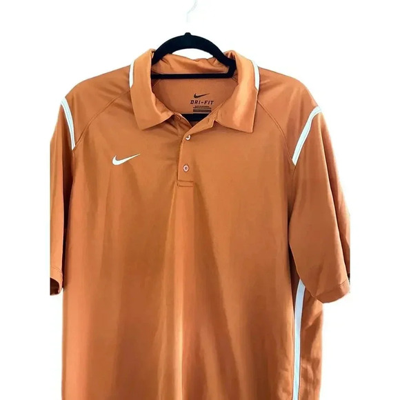 Nike Dri-Fit Men's Burnt Orange Short Sleeve Button Up Golf Polo Shirt large - Picture 2 of 4